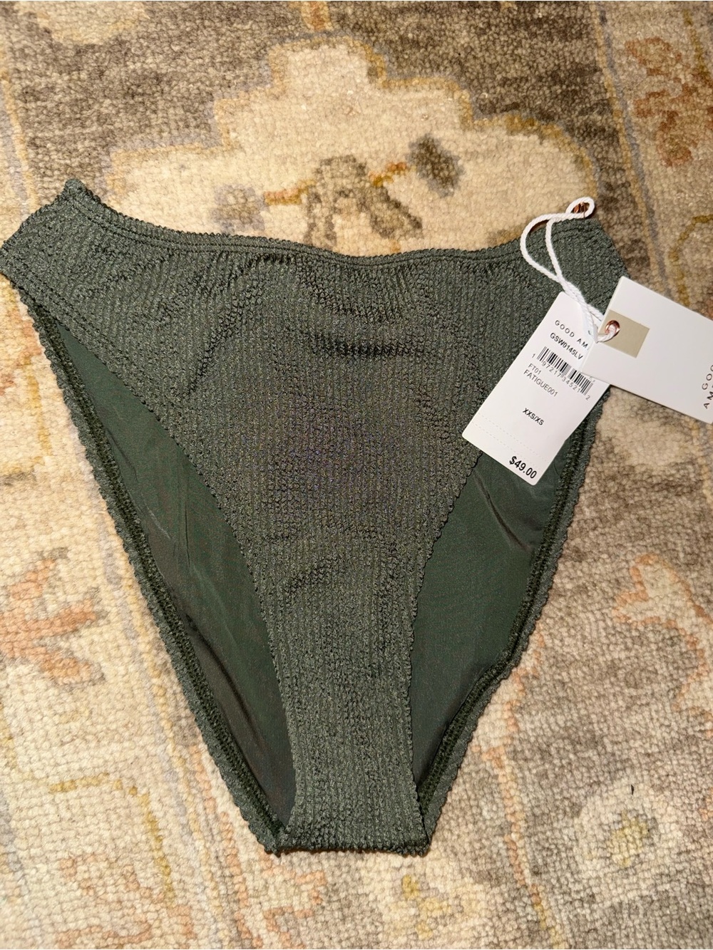 Good American Olive Green High Cut Bikini Bottom
